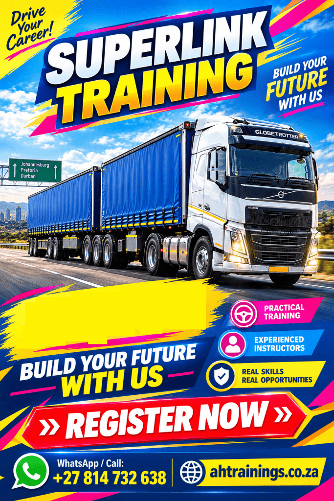 Superlink Certificate Training Course Superlink Training Academy Superlink Driver Course Prices Superlink Driving Certificate Superlink Training Prices Superlink Licence Cost Prices Superlink Cost Prices in South Africa Truck Driver Course Prices Truck Driver Training Cost in South Africa Meyerton Superlink Training Code 14 Training Academy in Johannesburg Code 14 Course Prices Code 14 Licence Prices