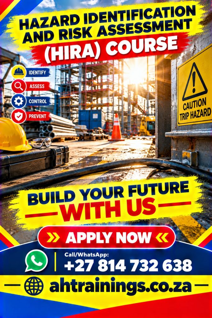 Hazard Identification and Risk Assessment (HIRA) Training Course Certificate Training Course Hazard Identification and Risk Assessment (HIRA) Course Prices Hazard Identification and Risk Assessment (HIRA) Certificate Hazard Identification and Risk Assessment (HIRA) Training Prices Hazard Identification and Risk Assessment (HIRA) Certificate Cost Prices Hazard Identification and Risk Assessment (HIRA) Training Cost Prices in South Africa.