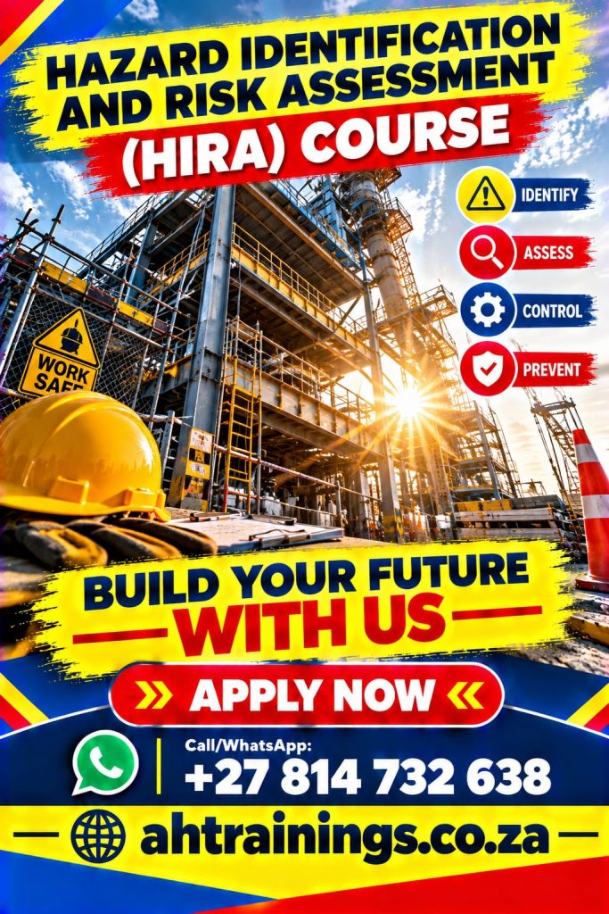 Hazard Identification and Risk Assessment (HIRA) Training Course Certificate Training Course Hazard Identification and Risk Assessment (HIRA) Course Prices Hazard Identification and Risk Assessment (HIRA) Certificate Hazard Identification and Risk Assessment (HIRA) Training Prices Hazard Identification and Risk Assessment (HIRA) Certificate Cost Prices Hazard Identification and Risk Assessment (HIRA) Training Cost Prices in South Africa.